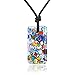 Chuvora Millefiori Murano Glass Multi-Colored Rectangular Square Pendant 33 mm Adjustable Necklace 15”-30”
