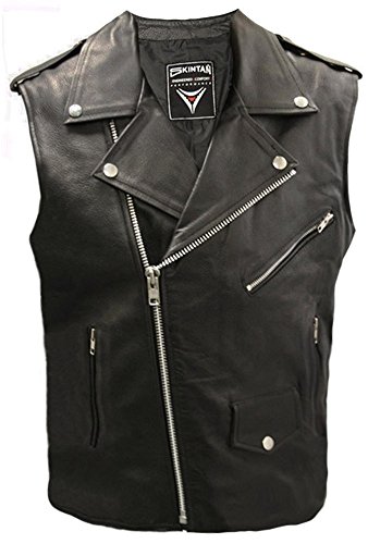BRANDO Cut-Off Sleeveless Leather Waistcoat Biker Jacket