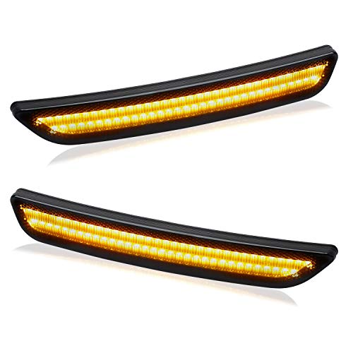 RUXIFEY Front LED Side Marker Lights Smoked Lens Compatible with 2010-2014 Ford Mustang Amber - Pack of 2