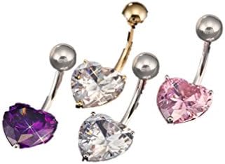 Sharefashion Lot of 4pc Heart Belly Button Ring Body Jewelry Piercing 4 Pack