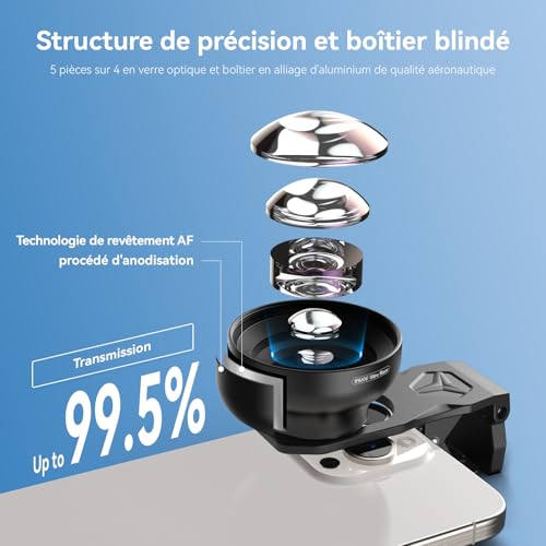 APEXEL HB100Ultra Objectif Macro HD pour Téléphone avec Filtre CPL et Lumière des étoiles 52 mm, Ouverture F1.05 et Revêtement AF, Objectif Telephone Portable Adapté à iPhone, Samsung, Pixel, etc.