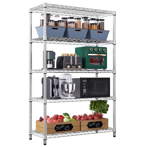 MZG – Storage Shelving 5 Tiers, Wire Organizer, Chrome