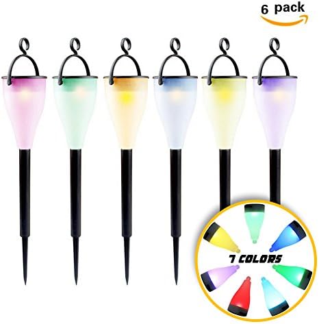 Solar Lights 6 Pack 7 Colors Cyclic light, AOREAL light-sensitive Outdoor Water-Resistant LED Landscape Lighting for Garden, Yard, Patio, Corridor, Home, Christmas Tree, Parties (6 PCS)