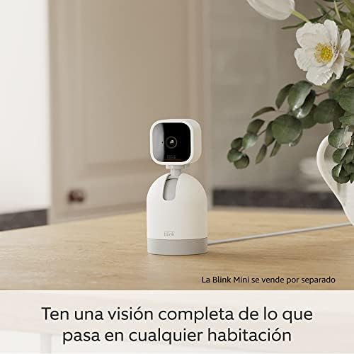 Mini Pan-Tilt Cámara | Cámara de seguridad inteligente orientable, interior, con enchufe, audio bidireccional, vídeo HD y detección de movimiento, compatible con Alexa (blanca)