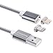 Smart&Cool 5 Feet Gen4 Nylon Braided New Design Super Magnetic Charging & Data Transfer Cable for Smart Phone and Tablets with Micro-USB and i-Product (5ft-Silver)