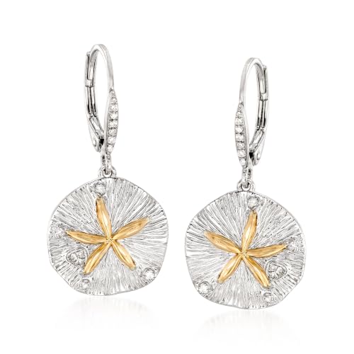 Ross-Simons Sterling Silver and 14kt Gold Sand Dollar Drop Earrings With .10 ct. t.w. Diamonds at Amazon