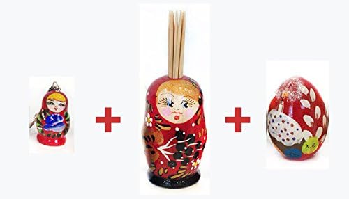 3 object Wooden Matryoshka Russian Nesting Dolls Souvenir (egg+)