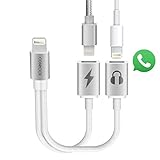 iPhone 7 Audio Charge Splitter CONMDEX Aluminum Lightning Adapter Jack for iOS 10.3 iPhone 7/7 Plus Headphone Support Listen,Talk and Remote (Silver)