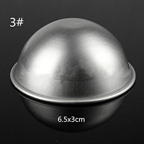 Queenbuygo 3D Aluminum Ball Sphere Bath Bomb Mold Cake Pan Baking Pastry Mold DIY Cake Tools (3#: 6.53cm)
