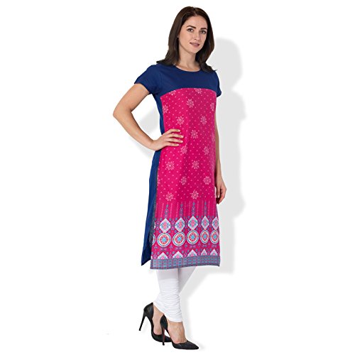 bluepocket kurti / kurta for women(cotton, cap sleeves, pink and blue)