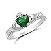 Sterling Silver with Simulated Emerald Claddagh Ring