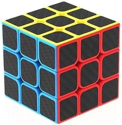 Shanbuyers High Speed and Smooth 3x3 Carbon Fiber Sticker Neon Rubiks Brainstorming Magic Puzzle Cube -Anti Stress for Adults and Kids- Multi Color