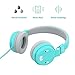Wotmic Kids Headphones, Wired Headset Foldable Children On Ear Headphones with Adjustable Headband, Stereo Sound,3.5mm Jack for iPad Cellphones Airplane School-Blue