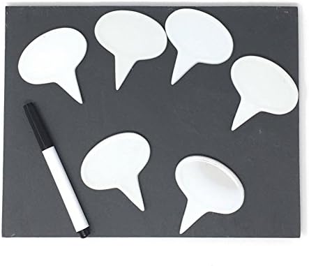 Chalk and Slate Serving Board Tray for Cheese. Made from Black Stone. Comes with 6 Cheese Markers and a Slate Board.