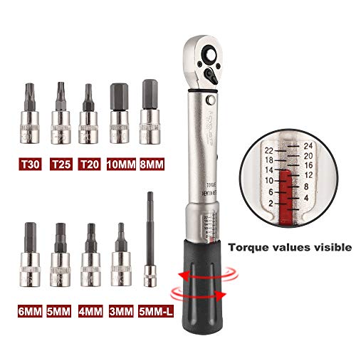 Cyclists Bicycle Torque Wrench- 1/4â€ Square Driver & Allen Key Head Set Kit Perfect for Carbon Bike Parts