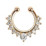 Women's 1Pcs CZ Zircon Fake Septum Clicker Nose Hanger Ring Non Piercing Jewelry