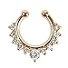 Women's 1Pcs CZ Zircon Fake Septum Clicker Nose Hanger Ring Non Piercing Jewelry