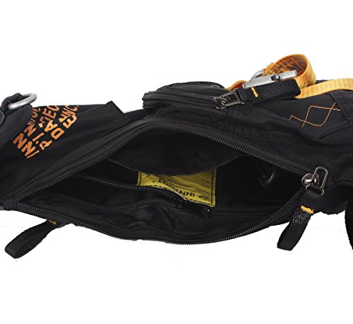 Innturt Nylon Sling Bag Daypack Chest Bag Messenger Backpack Outdoor (Black & Yellow) - Thumbnail 5