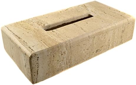 Light Tan Travertine Handmade Tissue Box, 10"