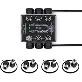 CME MIDI Thru5 WC + 4-Pack 1-FT MIDI Cables - High-speed 1-to-5 MIDI Thru box + 4-Pack 5-pin DIN Low-Profile MIDI cables