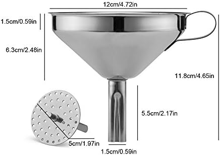 Wenkoni Stainless Steel Funnel with Removable Strainer/Filter.
