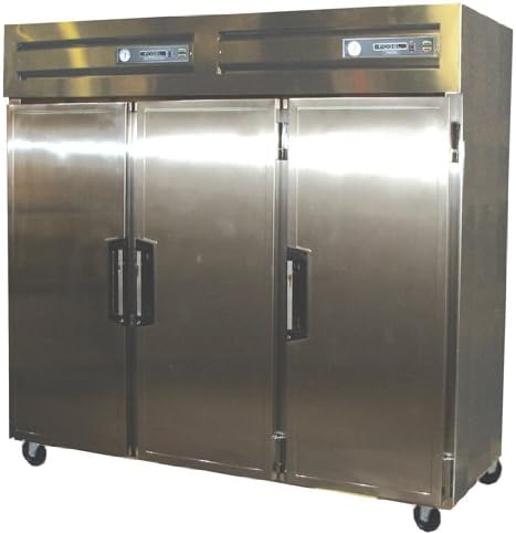 Reach in Dual Temperature Refridgeration, 3 Doors and 9 Shelves, 48 Cubic Feet Refridgeration and 22 Cubic Feet Freezer