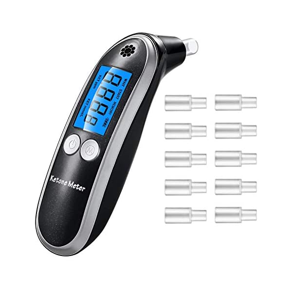 Ketone Meter, Professional Portable Digital Keto Breath Meter with 10 Mouthpieces for Ketosis Testing