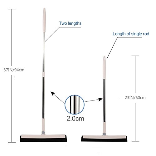 Removable Floor Squeegee Broom,Floor Squeegee Floor Wiper with 37 Inch Handle Stainless Steel Household Broom Cleaning Squeegee,Perfect for Wet Bathroom ,Pet Hair,Carpet,Tile,Pool Deck Sweeping Mop