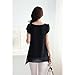 Anself Fashion Women Chiffon Blouse Floral Print Hollow Out Overlay Petal Sleeves Tops Black