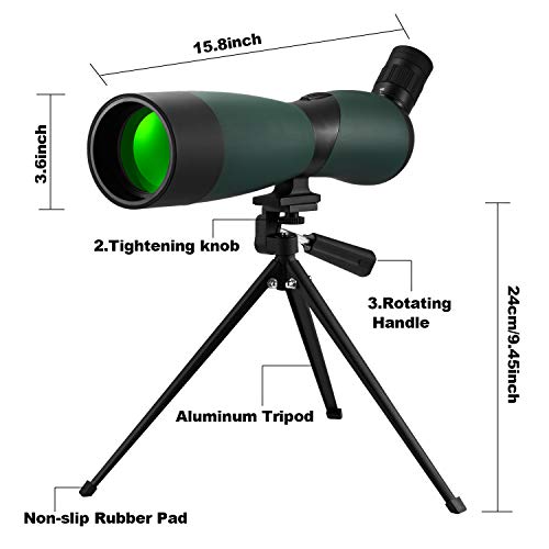 occer 25-75x70 Spotting Scope Telescope with Tripod,Long Eye Relief 45 Degree Angled Eyepiece Scopes,Waterproof Spotter Scope for Hunting,Target Shooting,Bird Watching,Archery,Wildlife-with Carry Case