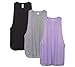 icyzone Workout Tank Tops for Women - Running Muscle Tank Sport Exercise Gym Yoga Tops Athletic Shirts(Pack of 3) (L, Black/Grey/Lavender)