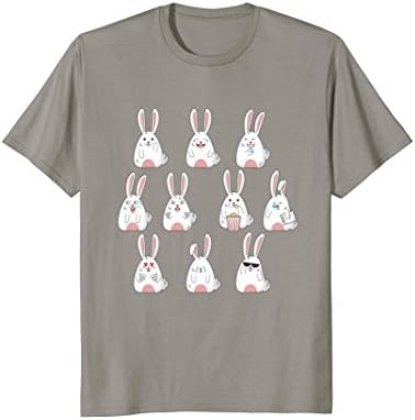 Mens Bunny T-Shirt Cute Cool Funny Bunnies Emotions Medium Slate
