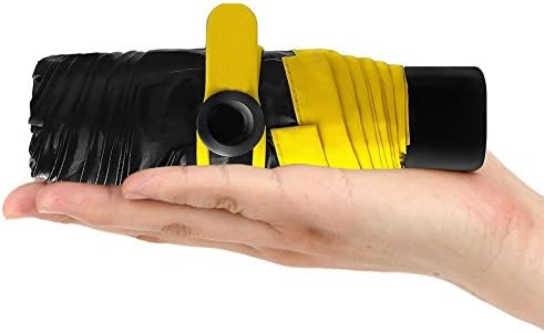Lennystone Mini Umbrella Folding Compact Travel Umbrella with Cute Case - Ultra Light(8.1oz) ,Ultra Mini(7.08 inch ) ,Ultra Protective (95% UV Resistance ) (Lemon yellow)