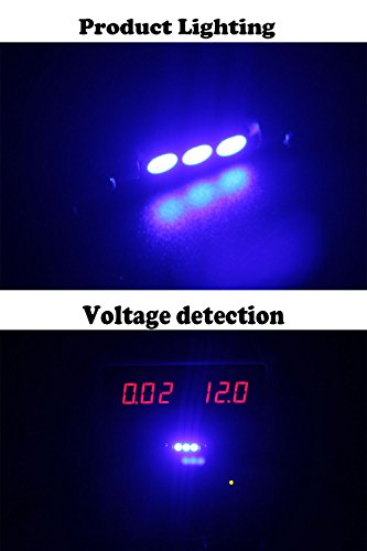 AMAZENAR 20-Pack 50 Lumens Blue 28MM(1.1") - 31MM(1.25") 12V LED Festoon Light 5050 3-SMD Sun Visor Vanity Mirror LED Bulbs for Vehicle 6615F 6614F 3021 3022 3175 T-2 SF6/6 (Blue)