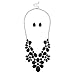 Lux Accessories Black Faceted Flower Floral Bib Statement Necklace Matching Earrings