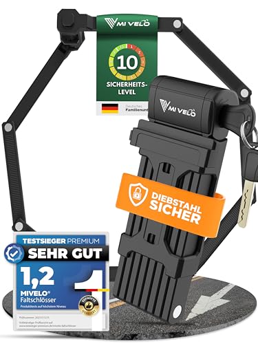 MIVELO Fahrradschloss Faltschloss hohe Sicherheit 120cm lang I Fahrrad Schloss mit Schlüssel inkl. Halterung I Ideal für E Bike, MTB & Rennrad I Bike