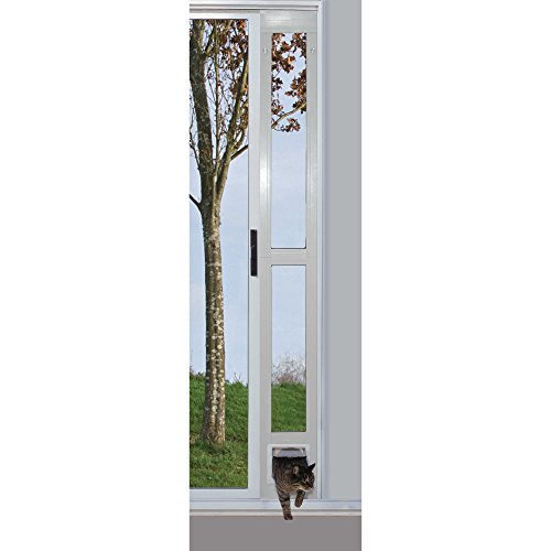 Ideal Pet Products Aluminum Modular Patio Pet Door, White, Cat Flap, 6.25" x 6.25" Flap Size