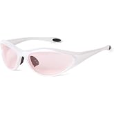 ADE WU Trendy Y2K Rave Sunglasses Wrap Around Sporty Sun Glasses Goggles | Wraparound Shield Shades, Lightweight ,Anti Slip ,Comfotable fit Cycling Running Concert Party Favors