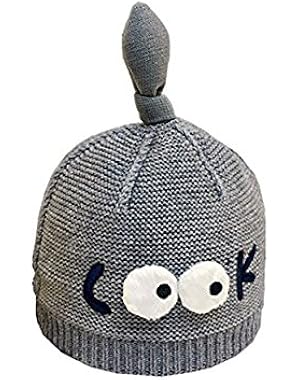 Winter New Unicorn Eyes Patterned Toddler Hats Knitted Wool Beanie Caps For Baby