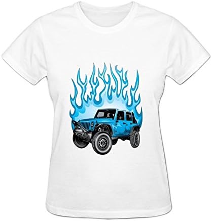 Ivanaic Wommen's Blue Jeep Wrangler Cotton DIY T Shirts XXL White