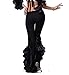 ZLTdream Women's Belly Dance Crimping Bottom Bell Pants Crystal Cotton Black