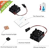 Raspberry Pi Fan, iUniker Raspberry Pi Heatsink Fan Single Fan Cooling Fan and RAM Copper Heatsink for Raspberry Pi 3 b+, Raspberry Pi 3 b, Raspberry Pi 2 and Other Single Board Computer