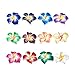 Craftdady 200Pcs Polymer Clay Plumeria Flower Spacer Loose Beads 12x8mm Random Mixed Colors 5 Petal Floral Charm Beads Side Drilled Hole: 2mm for Jewelry Making