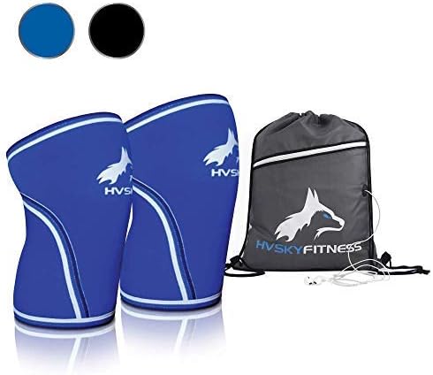 HVSKY Fitness | Knee Sleeves – Support for Powerlifting, Weightlifting & Crossfit – Compression Knee Sleeves – Competition Grade (1 Pair), Men & Women (Blue, Large)
