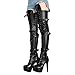 KiwiCedar Women’s Heel Thigh High Stretch Boots 5.7 inch Stiletto Gladiator Platform Over Knee High Thigh Boots (8.5, Black)