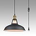 YOBO Lighting Industrial Plug-in Pendant Light with 9.8 Ft Cord and On/Off Switch