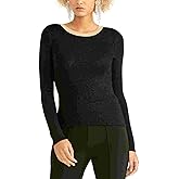 RACHEL Rachel Roy Womens Metallic Ringer Pullover Sweater Black L