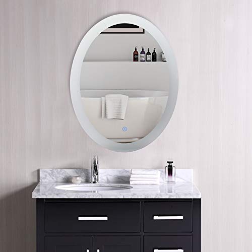 CO-Z Oval LED Lighted Bathroom Mirror Plug-in & Wall Mounted, Modern ...