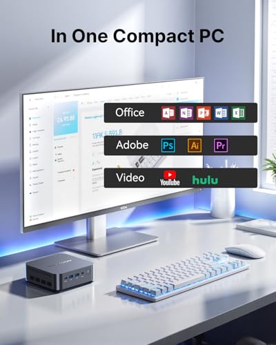 THOMSON K3 Mini PC, АMD Ryzen 7 7730U (8C/16T, up to 4.5GHz), 16GB DDR4 512GB M.2 SSD Mini Computer W-11 Pro, WiFi 6, BT5.2, 4K Triple Screen Mini Tower PC and VESA for Office/Design/School.