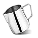 LIANYU Frothing Pitcher, Stainless Steel 12 oz Milk Steaming Coffee Creamer Pitcher, Attached Mini Tea Coffee Spoons